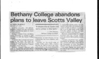 Bethany College abandons plans to leave Sotts Valley