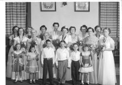 Group photo of the 1950s Pythian Sisters taken at the Sebastopol Grange on Sebastopol Road