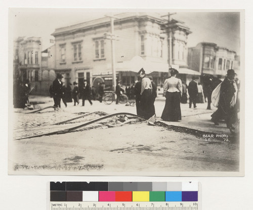 Noticeable curves. S.F. [Buckled railroad tracks, unidentified location. No. 72.]