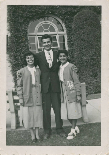 Mr. Fine with Ofelia Rivera and Consuelo at Garfield High School, East Los Angeles, California