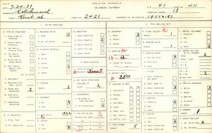 WPA household census for 2421 KENT STREET, Los Angeles