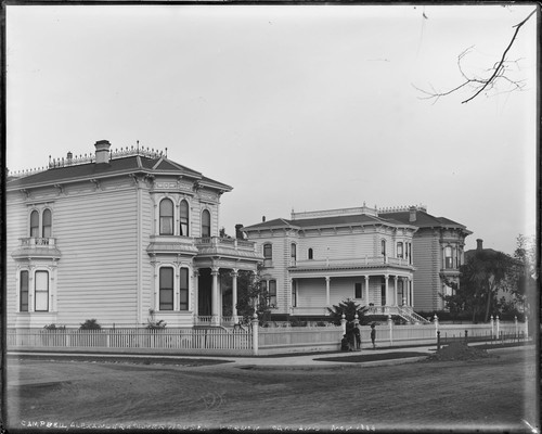 Campbell, Alexander and Oliver houses on 12th Street, Oakland. [negative]