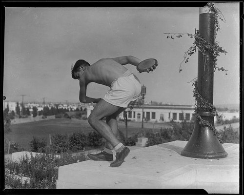 High school discus thrower, Beverly Hills High School, Beverly Hills, 1931