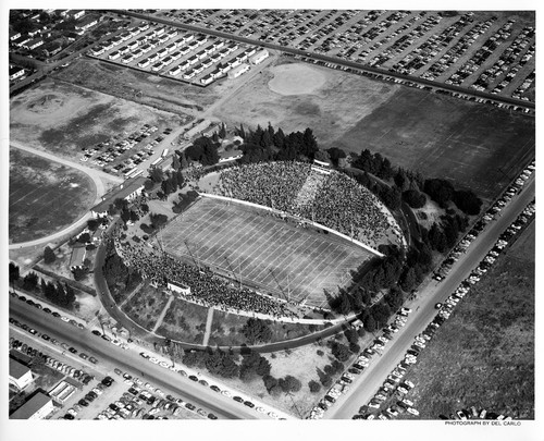 Aerial View of the San Jose State College Stadium Filled with Spectators