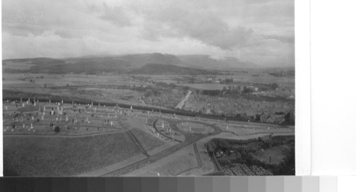 Outlook northeast from castle, scene of heroic struggles, to the Wallace Monument, Stirling, Scotland