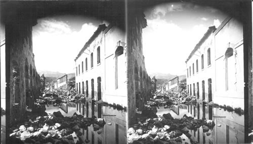 Reflections of Ruin in Streets of Rum, St. Pierre, Martinique, F.W.I