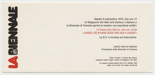 Invitation, La Biennale (The Holy Ghost)