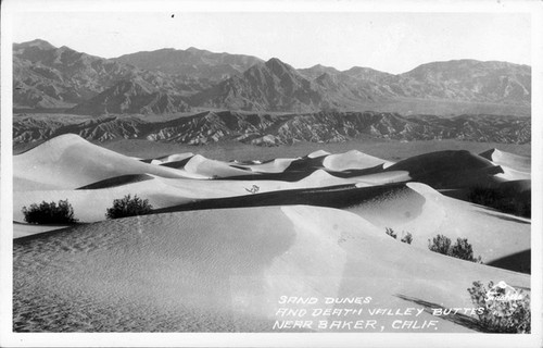 Sand Dunes and Death Valley Buttes Near Baker, Calif