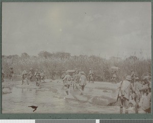 Troops crossing river, Zambezia province, Mozambique, 23-29 July 1918