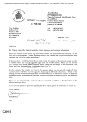 [Letter from Sean Brabon to Peter Redshaw regarding urgent request for cigarette analysis, witness statement and customer information]