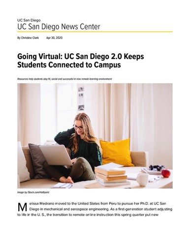Going Virtual: UC San Diego 2.0 Keeps Students Connected to Campus