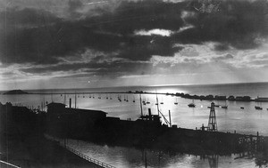 View of the Los Angeles Harbor at night, ca.1915