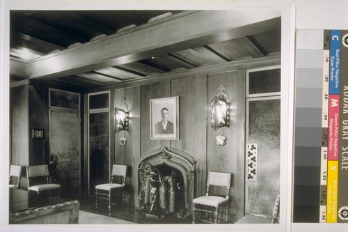 Roos House, San Francisco: [interior, fireplace]