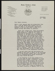 Don Farran, letter, 1935-09-18, to Hamlin Garland
