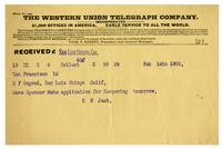 Telegram to H.F. Osgood from R.E. Jack