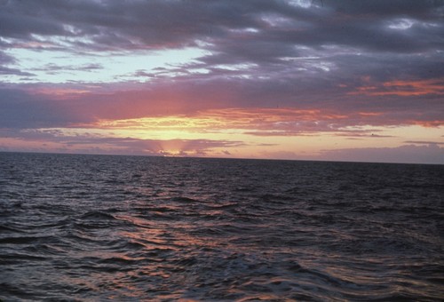 During the Swan Song Expedition (1961) a member of the crew took this photo of the sunset while at the Equator line in the Pacific. 1961