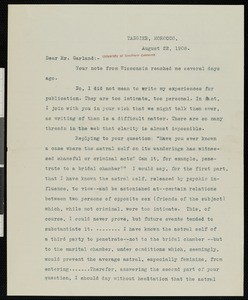 George E. Holt, letter, 1908-08-22, to Hamlin Garland