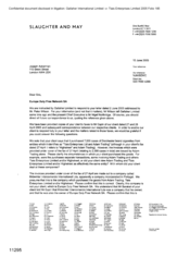 [Letter from Slaughter and May to Joseph Ackerman regarding Europe duty free network SA]