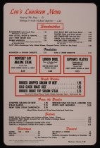 Lou's Village luncheon menu, c. 1970