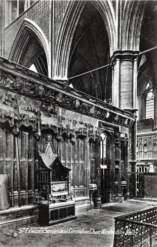 Postcard, St. Edward's Screen and Coronation Chair, Westminster Abbey