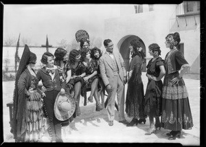 Fiesta scene, Mission play, Mission San Gabriel Arcángel, San Gabriel, CA, 1927