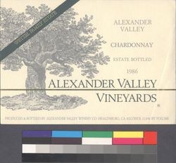 Alexander Valley chardonnay : estate bottled, 1986 : Wetzel Family Estate ; alcohol 13.5% by volume
