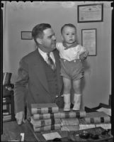 Judge Samuel R. Blake and the recently adopted 17-month-old David Robert Anderson, Los Angeles, 1935