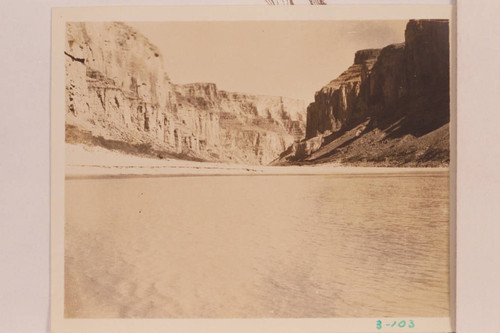 Down Marble Canyon at Mile 59.7 at Sixty Mile Canyon. Eddy captioned this, "Cape above Kwagunt. Unnamed rapids," which suggests he confused his location