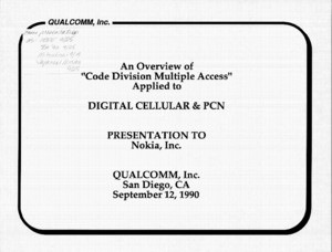 "An Overview of 'Code Division Multiple Access' Applied to Digital Cellular & PCN," September 12, 1990