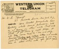 Telegram from Julia Morgan to William Randolph Hearst, February 20, 1923