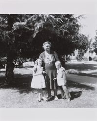 Janet McGregor with her grandchildren, Bonnie and Bill Alwes, Santa Rosa, California, about 1952