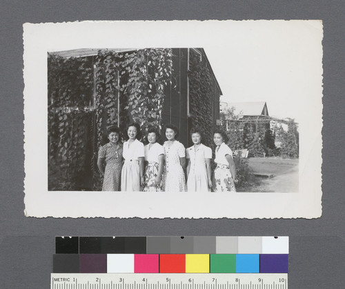 Groups of women #28 [in front of ivy-covered bldg.]