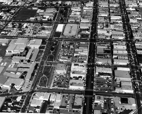 Aerial view of Inglewood, California looking north