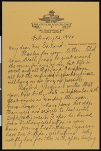 George Steele Seymour, letter, 1940-02-23, to Hamlin Garland