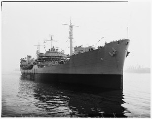 Navy tanker "Kastakia" at Los Angeles Harbor, 1951