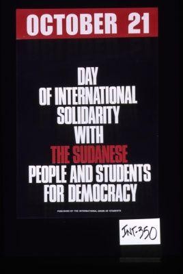 October 21, Day of International Solidarity with the Sudanese people and students for democracy