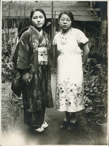 Cousin Yae and I [[Seiko Ishida] in Auntie's garden