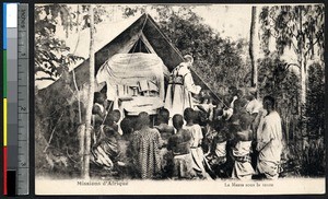 Missionary father serves Mass from a tent, Algeria, ca.1900-1930