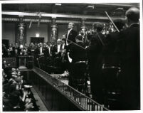 Evgeny (Yevgeny) Mravinsky in concert with the Leningrad Philharmonic Orchestra in Vienna, 1956 [descriptive]
