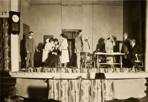 Interior of the Banning Opera House stage during play in Banning, California