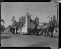 "Mission Santa Barbara" float in the parade for the Old Spanish Days Fiesta, Santa Barbara, 1932