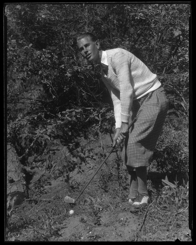Lew Owen playing golf, Lake Arrowhead, 1929