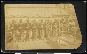 Marine guard group on board a ship, ca.1900
