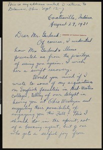 Eldon C. Hill, letter, 1931-08-29, to Hamlin Garland
