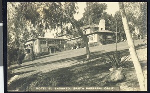 Exterior view of the Hotel El Encanto in Santa Barbara, ca.1930