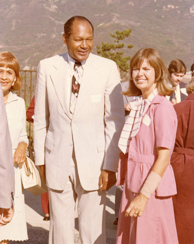 Mayor Tom Bradley and Gay Banowsky at Pepperdine reception for President Ford, 1975
