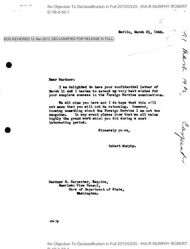 Robert Murphy correspondence with Gardner C. Carpenter