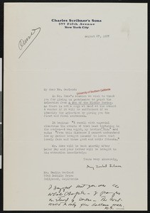 May Isabel Schores, letter, 1937-08-27, to Hamlin Garland