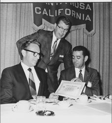 Presentation of an award at a Rotary Club luncheon, Santa Rosa, California, 1970