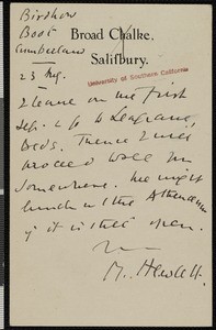 Maurice H. Hewlett, postcard, 1923-01-23, to Hamlin Garland